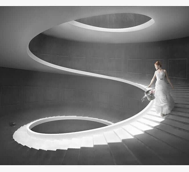 bride wedding white staircase elegant beautiful creative shirk photography studio